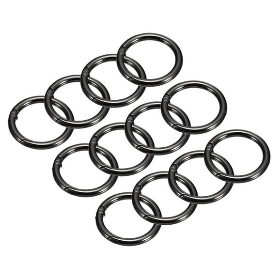 Round Spring O Rings, 12Pcs 1.57 Inch OD Trigger Buckle Snap Clips for Bags, Purses, Keyrings, Metallic Black