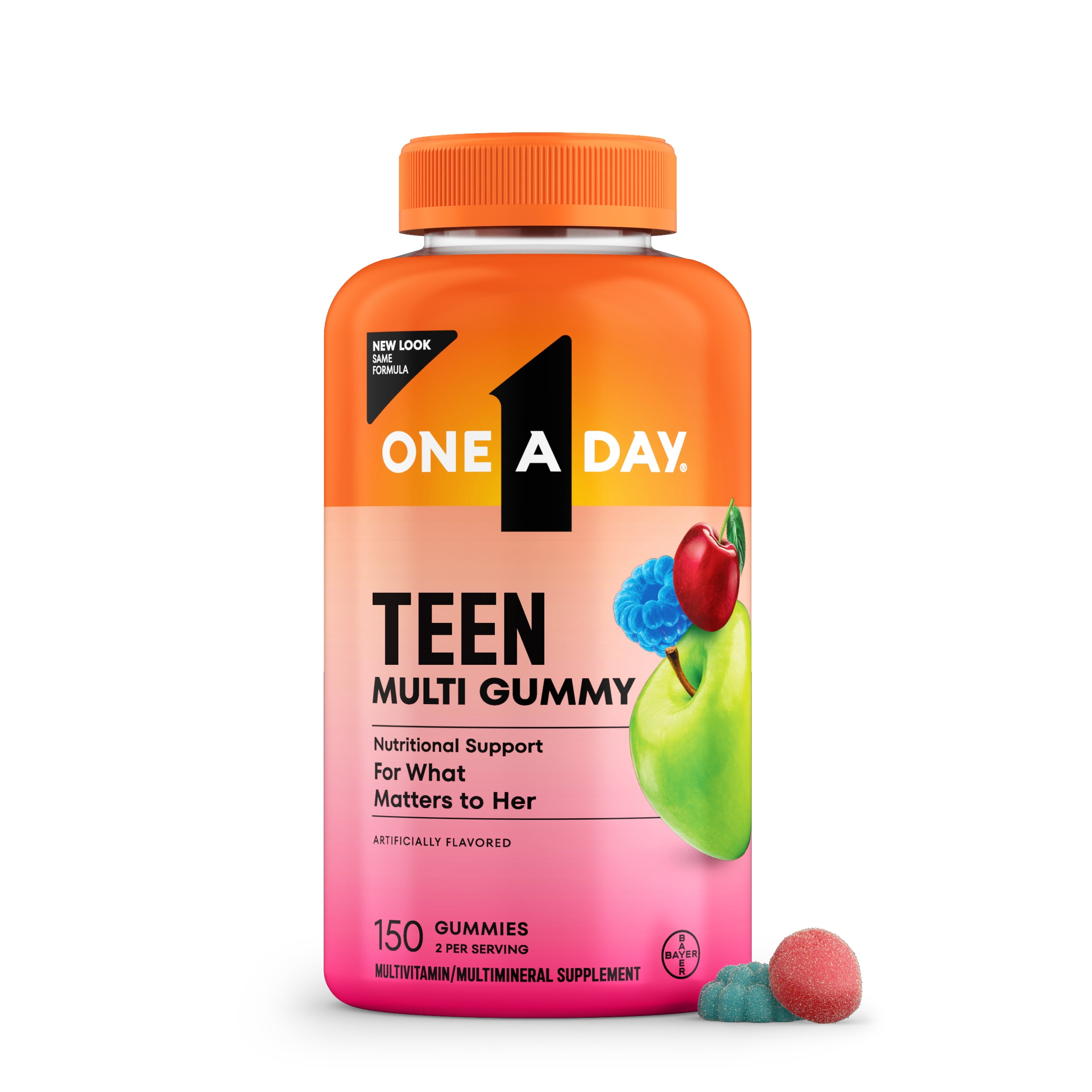 One A Day Teen Girl Multivitamin, Teen Gummy Vitamins for Girls, Skin Health Support, 150 Count