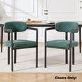 thumbnail image 2 of Hassch Modern Dining Chairs Set of 2, Accent Upholstered Armchairs with Padded Seat & Curved Back, Ergonomic Design, Black Metal Legs, Antique Green, 2 of 8