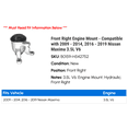 thumbnail image 2 of Front Right Engine Mount - Compatible with 2009 - 2014, 2016 - 2019 Nissan Maxima 3.5L V6 2010 2011 2012 2013 2017 2018, 2 of 2