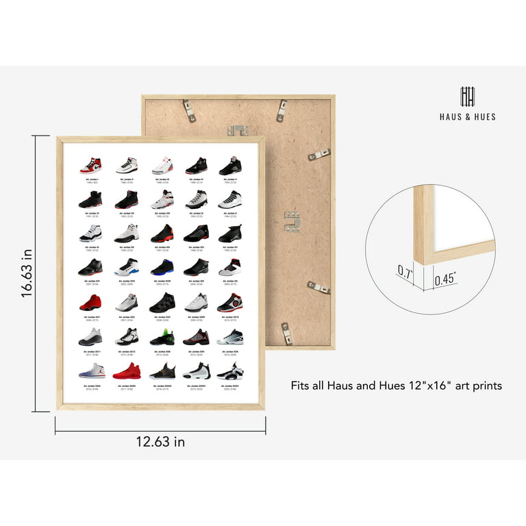  HAUS AND HUES Sneaker Posters for Guys - Michael Jordan Shoes  Poster, Sneaker Wall Art Cool Posters for Guys Bedroom, Dope Posters,  Sneakerhead Room Decor, Jordans Evolution (Framed Black 24x36): Posters