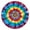 Colorful Rainbow Tie-1, variant on Blue Tie Dye Mandala Pattern Round Fitted Tablecloth with Elastic Edge,Dining Table Cover Waterproof,Outdoor Round Tablecloth for Camping,Dining,Indoor and Outdoor