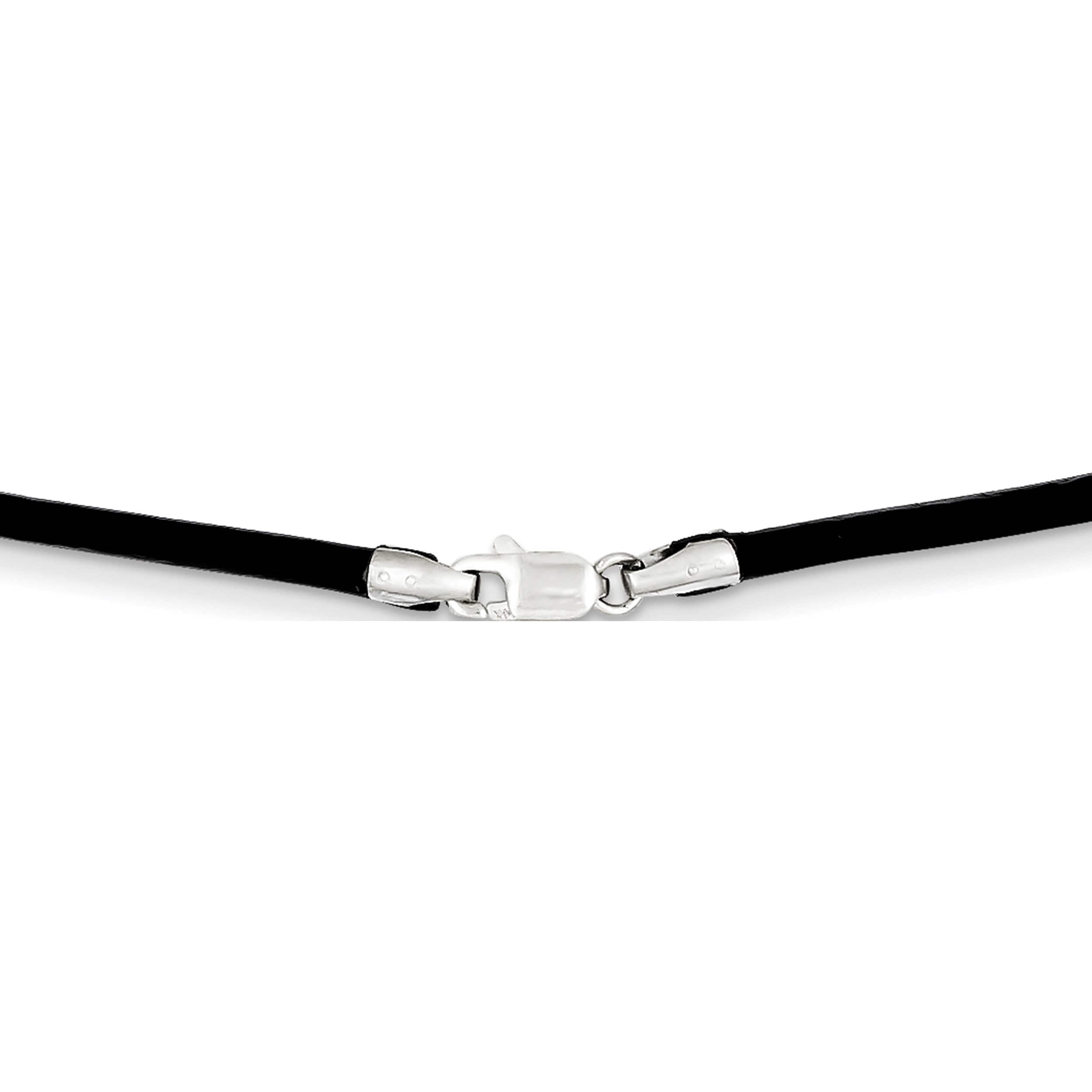 Black Leather Cord Necklace 14K Yellow Gold Lobster Clasp 16