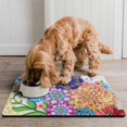 thumbnail image 2 of Boho Retro Floral Pet Feeding Mat-Absorbent Pet Placemat for Food and Water Bowl, with Waterproof Rubber Backing, Quick Dry Water Dispenser Mat for Dog and Cat (16"x24"), 2 of 7