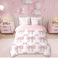 thumbnail image 2 of Manfei Pink Bowknot Kids 7-Piece Twin Bedding Sets,Dreamy Princess Style Girls Bedding Comforter Set For Women,Girly Bow Tie Bed Set Reversible, 2 of 7