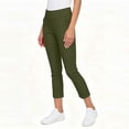 thumbnail image 6 of HongQid Women's Cropped Pants Elastic Waist Rolled Hem High Waisted Casual Work Petite Capri Trousers with Pockets, 6 of 7