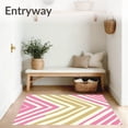 thumbnail image 3 of ODIKA 2'x3' Machine Washable Non-Slip Area Rug, Contemporary Band With Gradient Transitions High Traffic Rug with Pad, Pink, 576702, 3 of 8