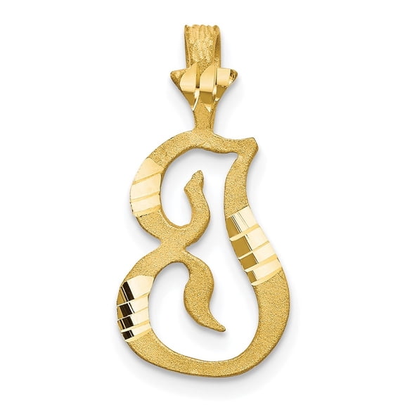 Diamond2Deal 10k Yellow Gold Grooved Letter I Initial Pendant for Women