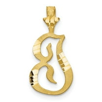 Diamond2Deal 10k Yellow Gold Grooved Letter I Initial Pendant for Women