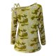 thumbnail image 4 of Moda mujer estampado manga larga cómoda transpirable ahueca hacia fuera la camisa Tops Fridja hj3254, 4 of 5