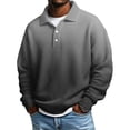 thumbnail image 1 of Ceisia Men's Waffle Knit Polo Sweater | Loose Drop-Shoulder Solid & Gradient Print Long Sleeve Pullover Gifts, 1 of 2