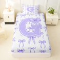 thumbnail image 3 of Manfei Purple Bow Tie Twin Sheet Sets For Girls,Letter G Initial Print Bedding For Kids,3pcs, 3 of 6