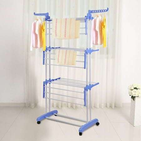 Multifunctional Indoor Outdoor Folding Laundry Storage Rack Clothes Drying Rack...