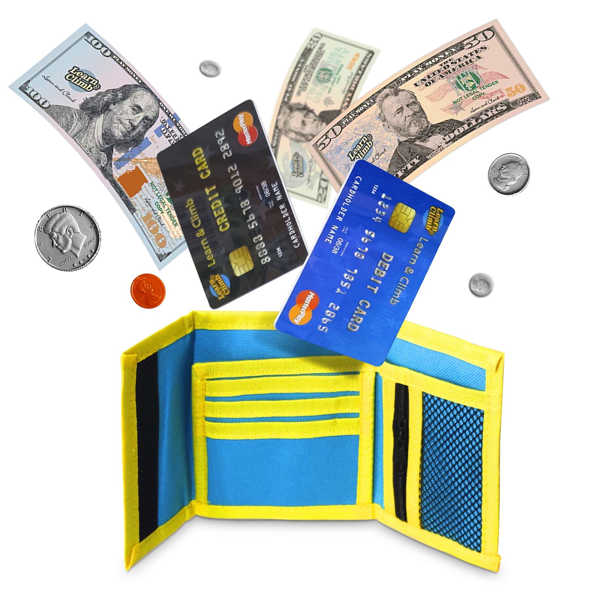 Play Money Wallet Set for Kids - Paper Bills, Coins, Wallet & Pretend ...