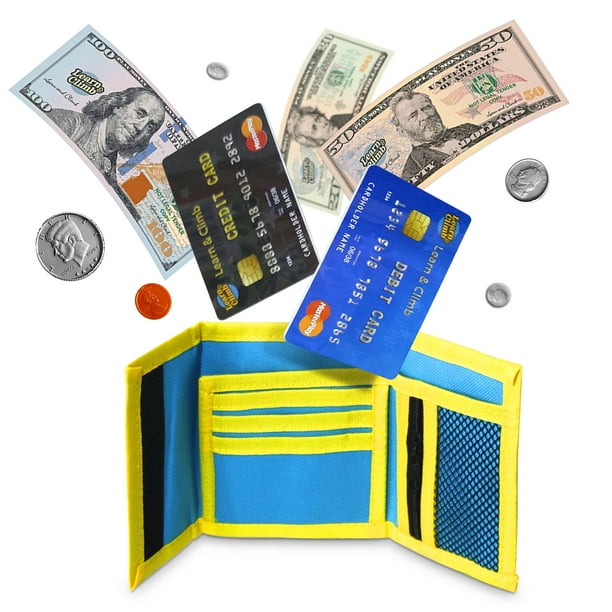 Play Money Wallet Set for Kids Paper Bills, Coins, Wallet & Pretend