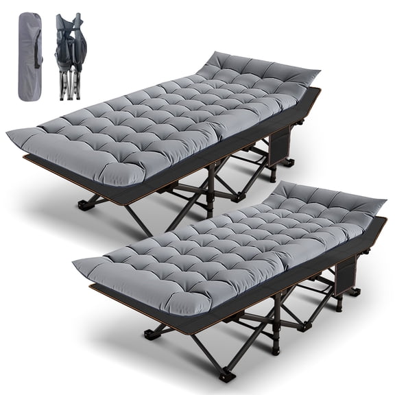 Lilypelle Folding Camping Cot for Adults, Portable Sleeping Cot, Folding Cot Rollaway Guest Bed with 3.3 Inch 2 Sided Mattress and Carry Bag