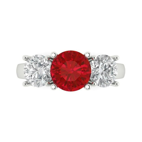 Clara Pucci 14K White Gold 2.5ct Tourmaline Three-Stone Ring for Women