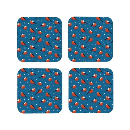 

Honeii Bullfinches Print Leather Coaster Set of 4 Ideal for Safeguarding Your Furniture from Drinks Spills and Effortless Cleanup-Square