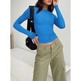 thumbnail image 2 of ORUYROP T-Shirts à Manches Longues pour Femmes Mode Automne 2023 Crop Tops Basiques Ajustés Y2K, 2 of 5