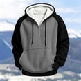 thumbnail image 4 of FchengtaiS Mens Waffle Knit Textured Hoodies Sherpa Lined Raglan Sleeve Sweatshirts Colorblock Pullover Tops for Fall Winter, 4 of 8