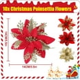 thumbnail image 2 of 10 Pcs Glitter Poinsettia 5.5" Artificial Flowers Christmas with Clips Stems Xmas Tree Ornaments for Wedding Party Wreath Decoration, 2 of 11