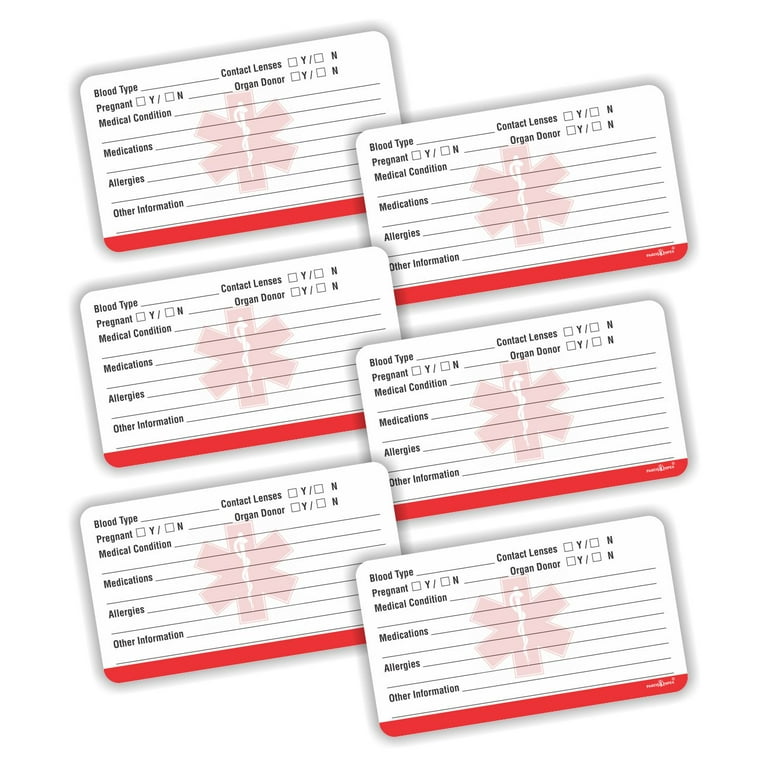 Emergency Medical Information ID Card (Pack of 25) 3.5