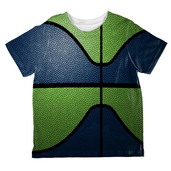 Championship Basketball Dark Blue and Electric Green All Over Toddler T Shirt Multi 6T