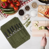 Professional Chef Knife Roll Bag, 7-Slot Canvas Knife Storage with Handle, Portable & Water Resistant for Kitchen, Outdoor BBQ, Camping