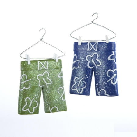 Club Pack of 12 Beach Party Mens Hawaiian Swim Trunks Christmas Ornaments 2.75"