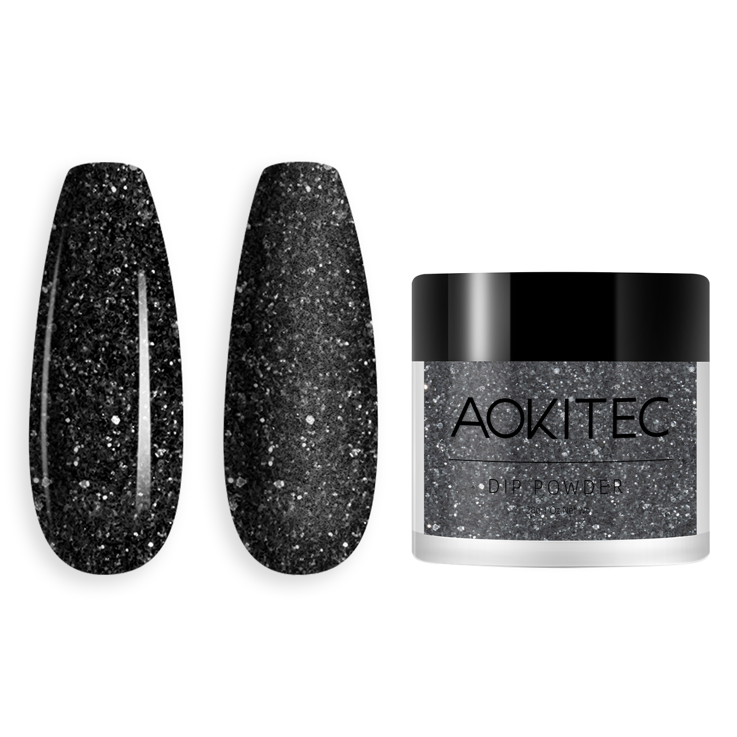 28g Glitter Black Nail Dip Dipping Powder French Natural Dry Nail Art
