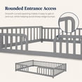 thumbnail image 5 of Miniyam Full Size Floor Bed with Guardrails, Low Profile Wooden Kids Bed Frame with Rounded Entrance, Gray, 5 of 9