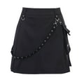 thumbnail image 4 of Fgnfyis Women Irregular Street Gothic Skirt A-line Waist Pleated Punk Belt Style High Skirt Utility Cargo Skirt Black S, 4 of 8