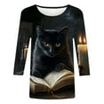 thumbnail image 3 of Women's 3/4 Sleeve Round Neck Halloween Printed Casual Fashion Top, 3 of 4