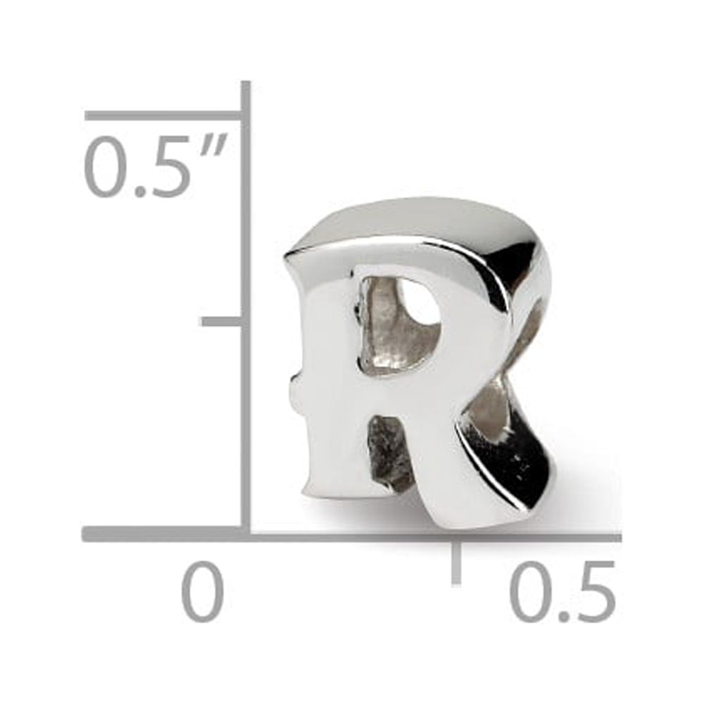 925 Sterling Silver Reflections Letter R Bead; for Adults and Teens; for Women and Men