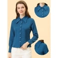 thumbnail image 2 of INSPIRE CHIC Chemisier à Col Pointu Manches Longues pour Femmes Bleu Lac m, 2 of 4