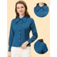 thumbnail image 2 of Camisa de Chifón de Manga Larga Allegra K con Cuello En Punta para Mujer Lago Azul M, 2 of 5