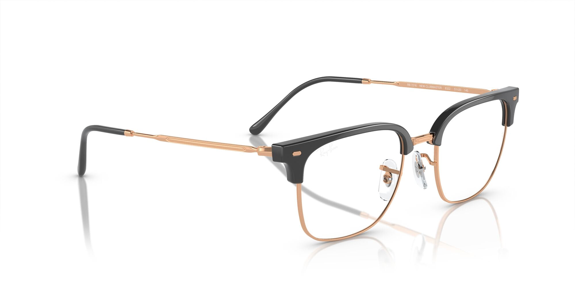 Ray-Ban Unisex Size 53 New Clubmaster Prescription Eyeglasses, Dark Grey on Rose Gold/Demo Lens