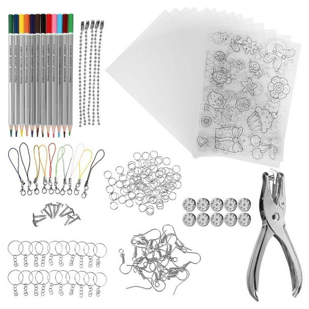 Kits de llaveros para manualidades, piezas termorretráctiles, cierres hechos a mano, hojas, pinzas termorretráctiles 192 Piezas