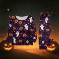 thumbnail image 6 of Halloween Pajamas, Halloween Matching Family Pajamas Black White Ghost Pumpkin Print Long Sleeve 2Pcs Pj Set Soft Sleepwear Nightwear Loungewear Holiday Party Costume Festive Spooky Season for Family, 6 of 7