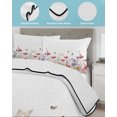 thumbnail image 4 of Spring Floral King Size Down Alternative Comforter,Lightweight Comforter Quilt Bedding Set with Pillow Shams Coloful Summer Botanical Flowers Butterfly All Seasons Bed Comforter Duvet Insert 96"x106", 4 of 7