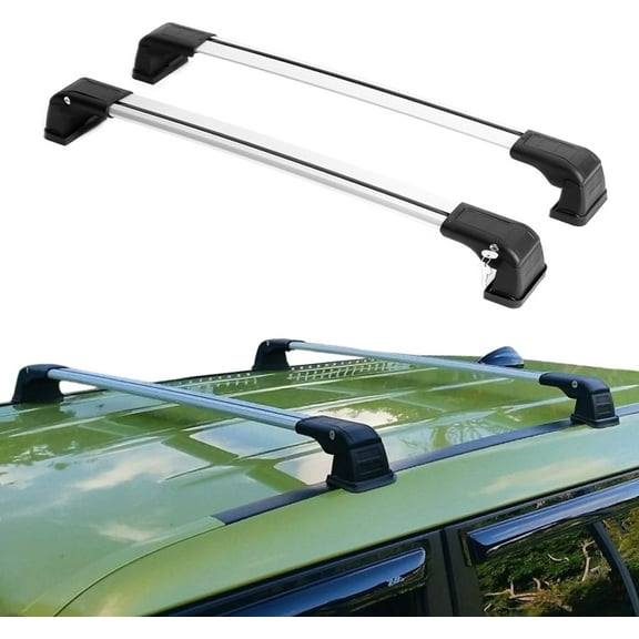 Erkul Heavy Duty 220lb Roof Rack Cross Bars for Kia Soul 2020-2025 | Aluminum Crossbars with Anti Theft Lock for Rooftop | Compatible with Fixed Points Roofs - Silver