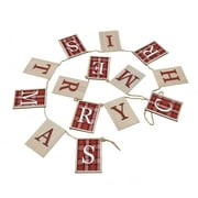Holiday Time Merry Christmas Plaid and Beige Garland, 8'