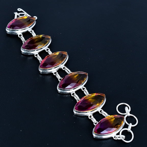 Ametrine Marquise Gemstone Gift 925 Sterling Silver Jewelry Bracelet 8" VJ 1385