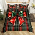 thumbnail image 5 of Ribbon Bow Comforter Cover Red Green Bowknot Bedding Set Queen Teen,Retro Buffalo Plaid Grid Check Duvet Cover Gold Bow Tie Bedspread Cover Zipper 2 Pillow Cases, 5 of 5