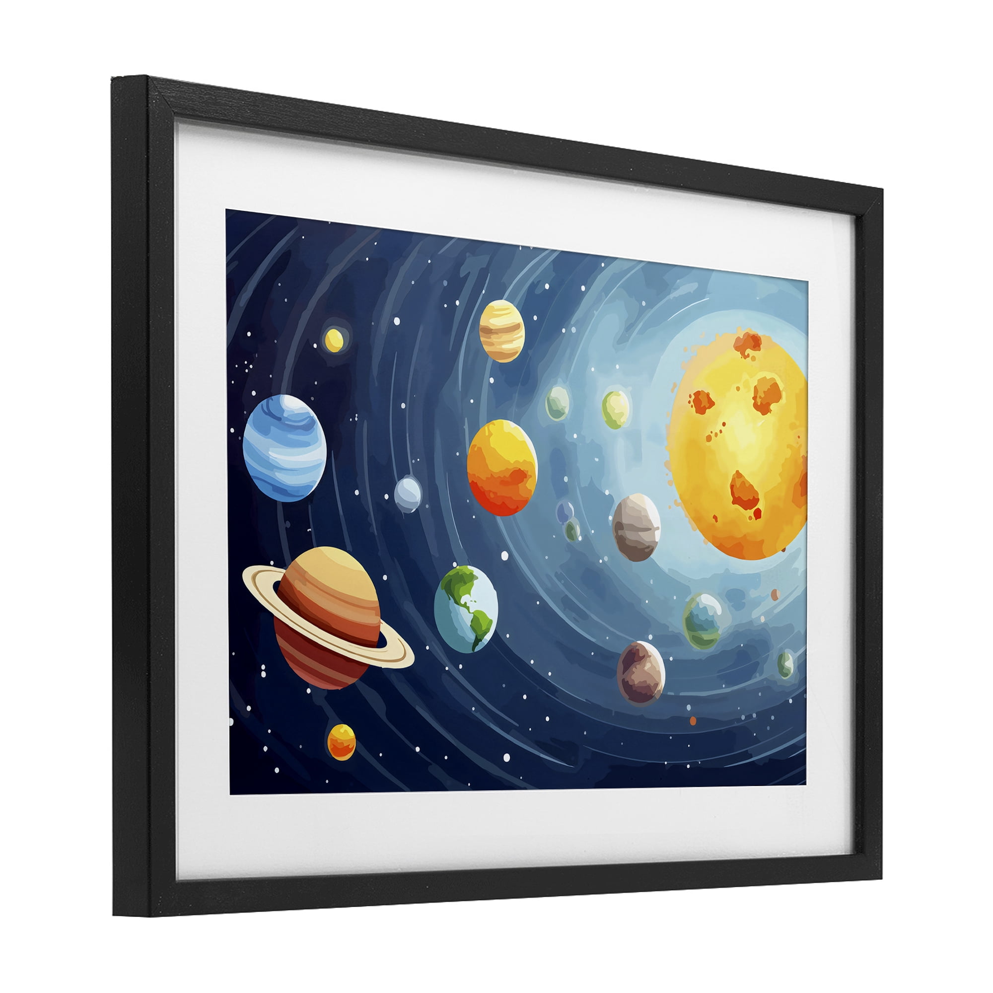 Stupell Industries Solar System Planets Orbit Black Framed Print Under Glass, design by Creative Studio