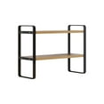 thumbnail image 2 of Estantería organizadora de escritorio de doble nivel con soporte en forma de H para oficina, estudio y hogar - Almacenamiento resistente de madera y hierro para libros, suministros y decoración, 2 of 6