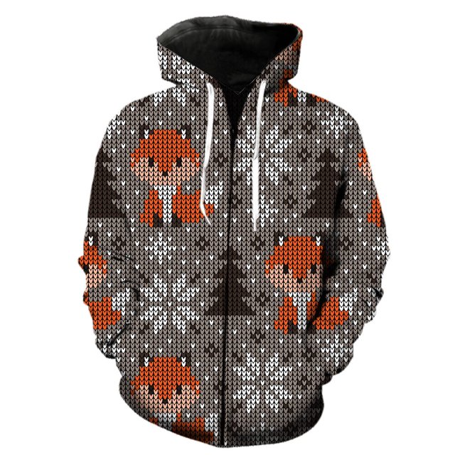 Sudadera con capucha para hombre, estilo navideño, con cremallera, divertida, Tops con estampado 3D, chaquetas con capucha, ropa de calle de manga larga, moda Unisex