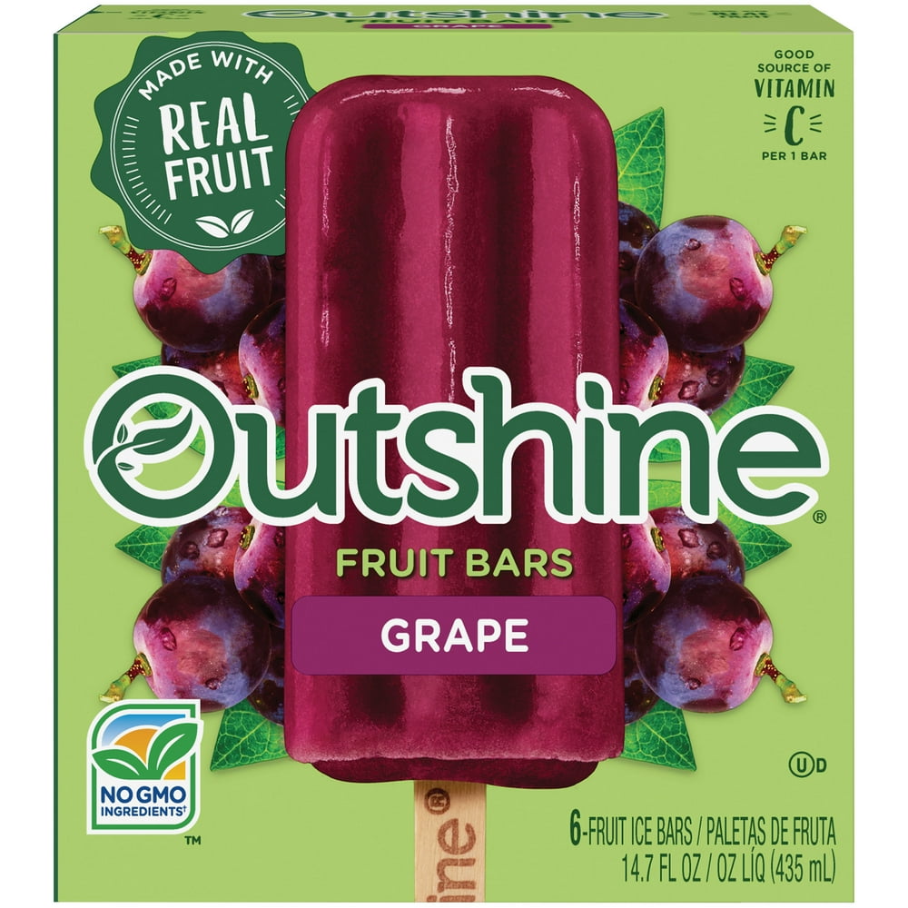 OUTSHINE Grape Frozen Fruit Bars, 6 Ct. Box Gluten Free Non GMO