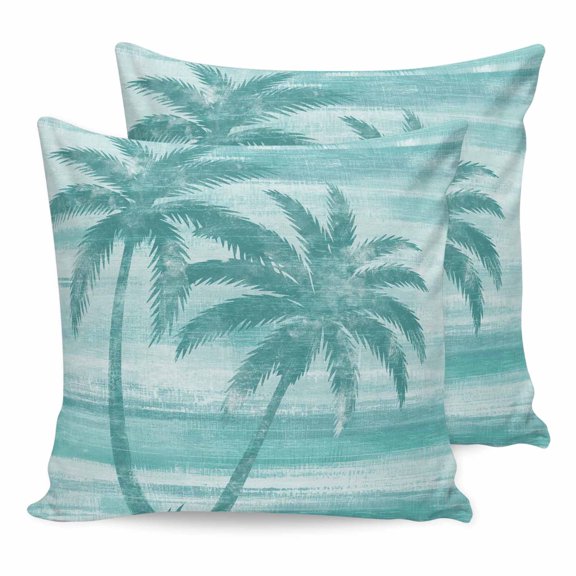 24x24 Pillow Covers Set of 2, Teal Coastal Tree Square Throw Pillow Covers for Couch/Sofa/Living Room, Vintage Palm Tree Summer Tropical Botanical Decorative Soft Pillowcases for Couch Throw Pillows