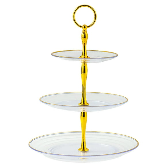TRIEIY 3 Tier Serving Tray European Style Fruit Tray Three-Layer Dessert Stand Transparent A Tiered Tray Stand Clearance